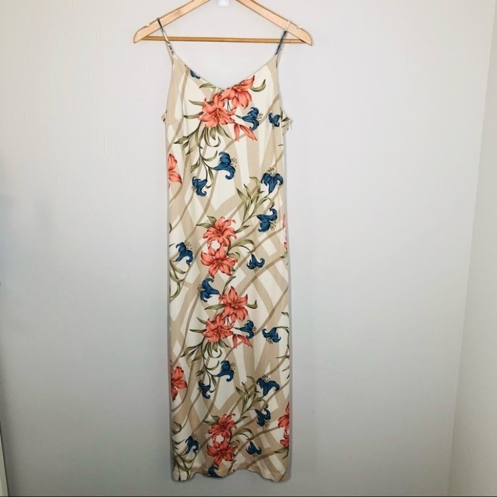 CARIBBEAN Joe Lily Botanical Printed Cami Midi Dress Size Small Petite